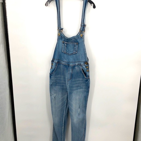 Anna-Kaci Overalls Size M Distressed Bibs - Picture 1 of 12